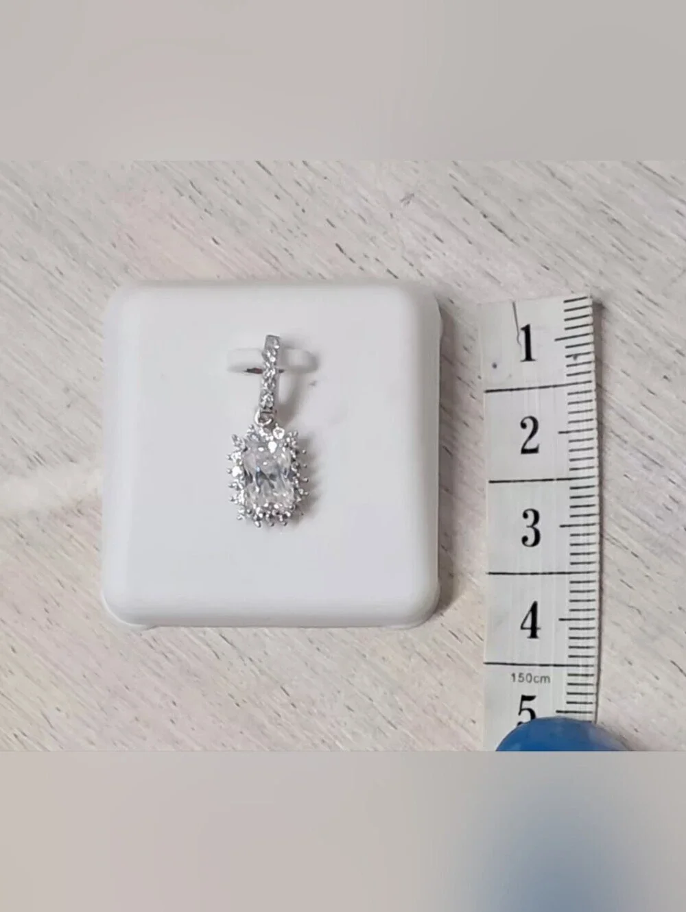925 Silver And 1.25 Ct Moissanite Emerald Cut Pendant NWT